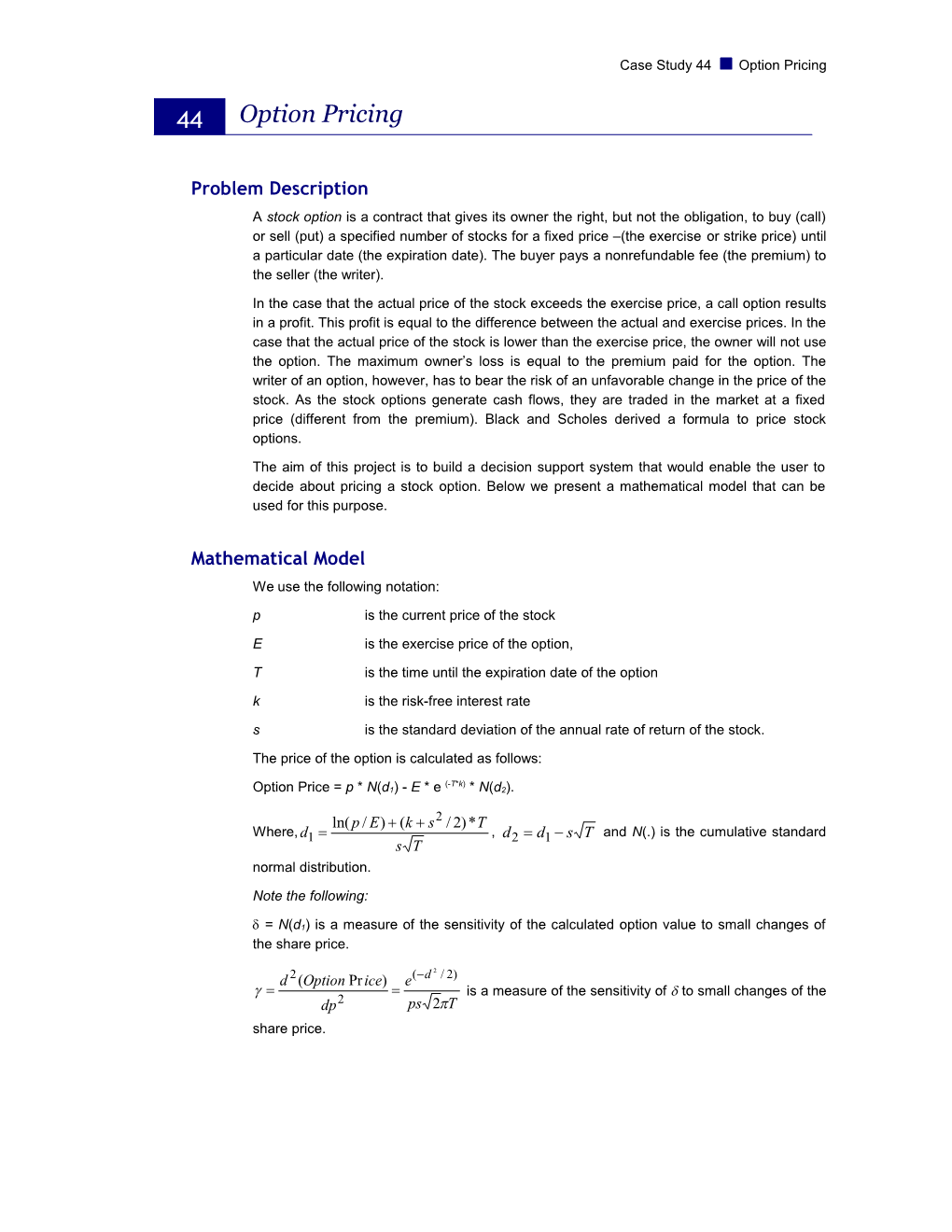 Option Pricing