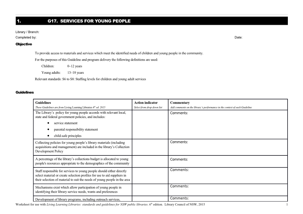 Living Learning Libraries Standards and Guidelines