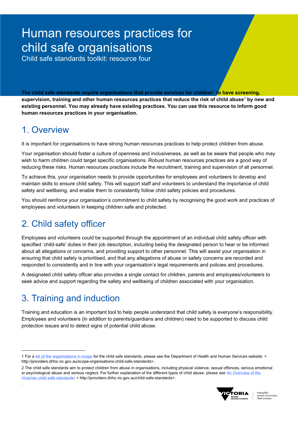 Human Resources Practices for Child Safe Organisations: Child Safe Standards Toolkit: Resource 4