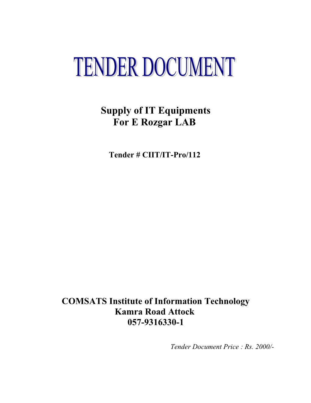 Supply of IT Equipments