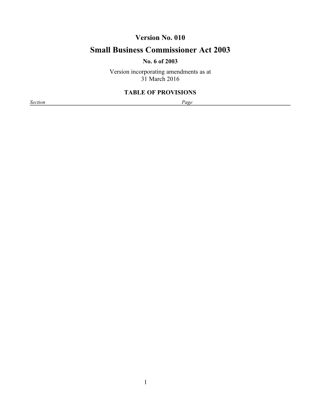 Small Business Commissioner Act 2003