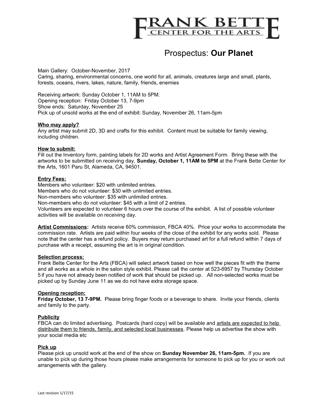 Prospectus: Our Planet