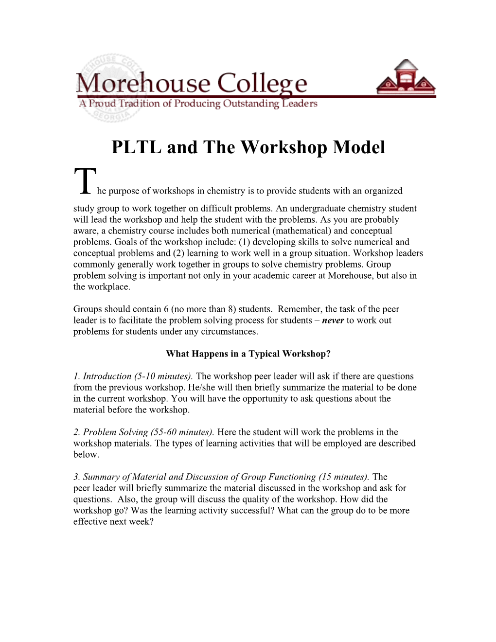 PLTL and Morehouse
