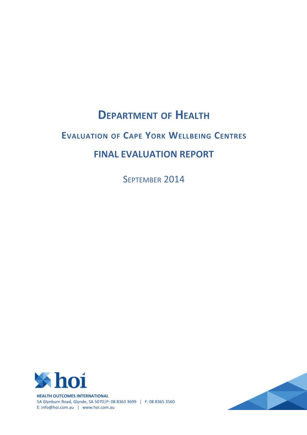 Wellbeing Centres Final Evaluation Report