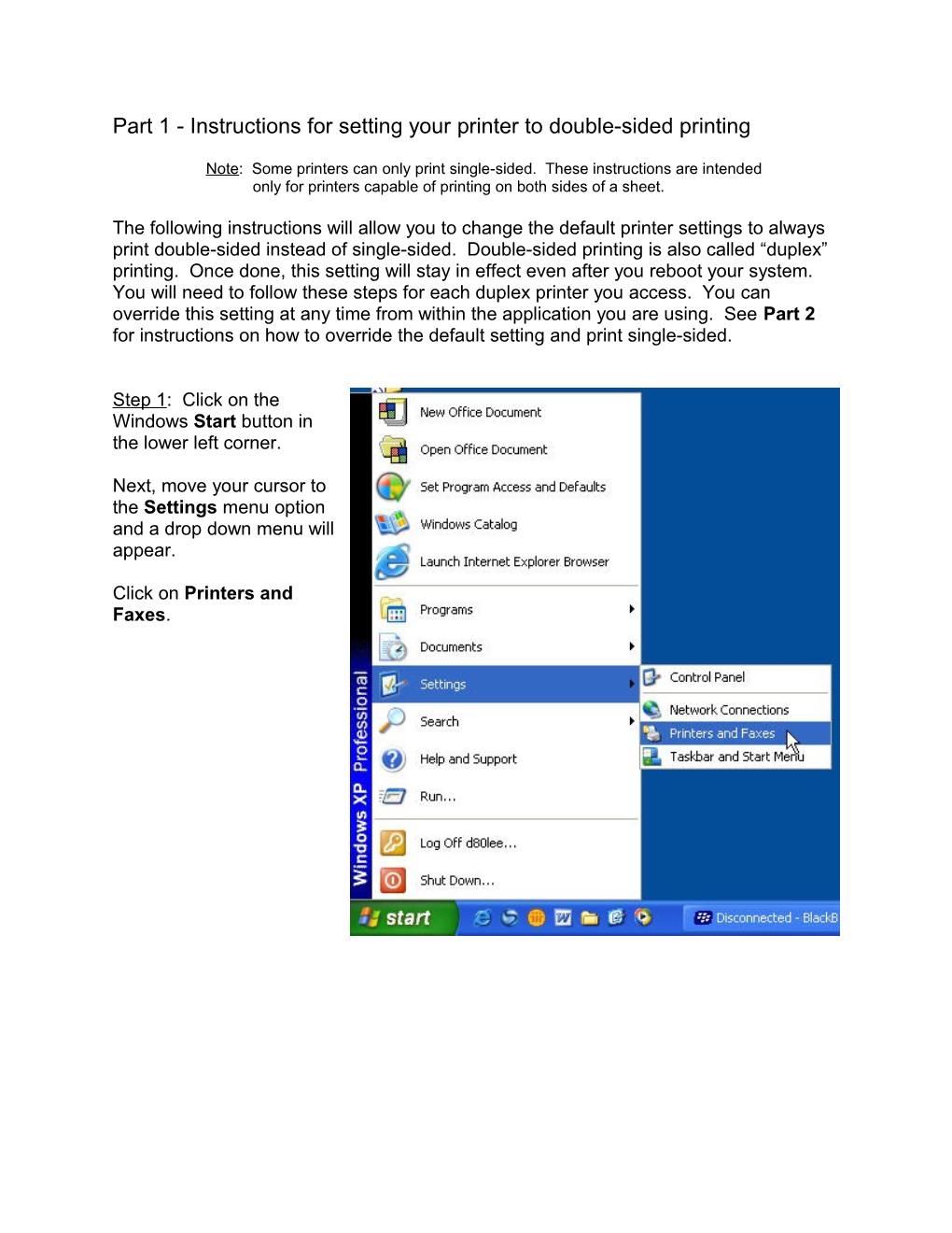 Instructions for Setting Your Printer to Print Duplex (Double-Sided)