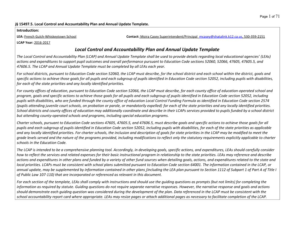 J 15497.5. Local Control and Accountability Plan and Annual Update Template