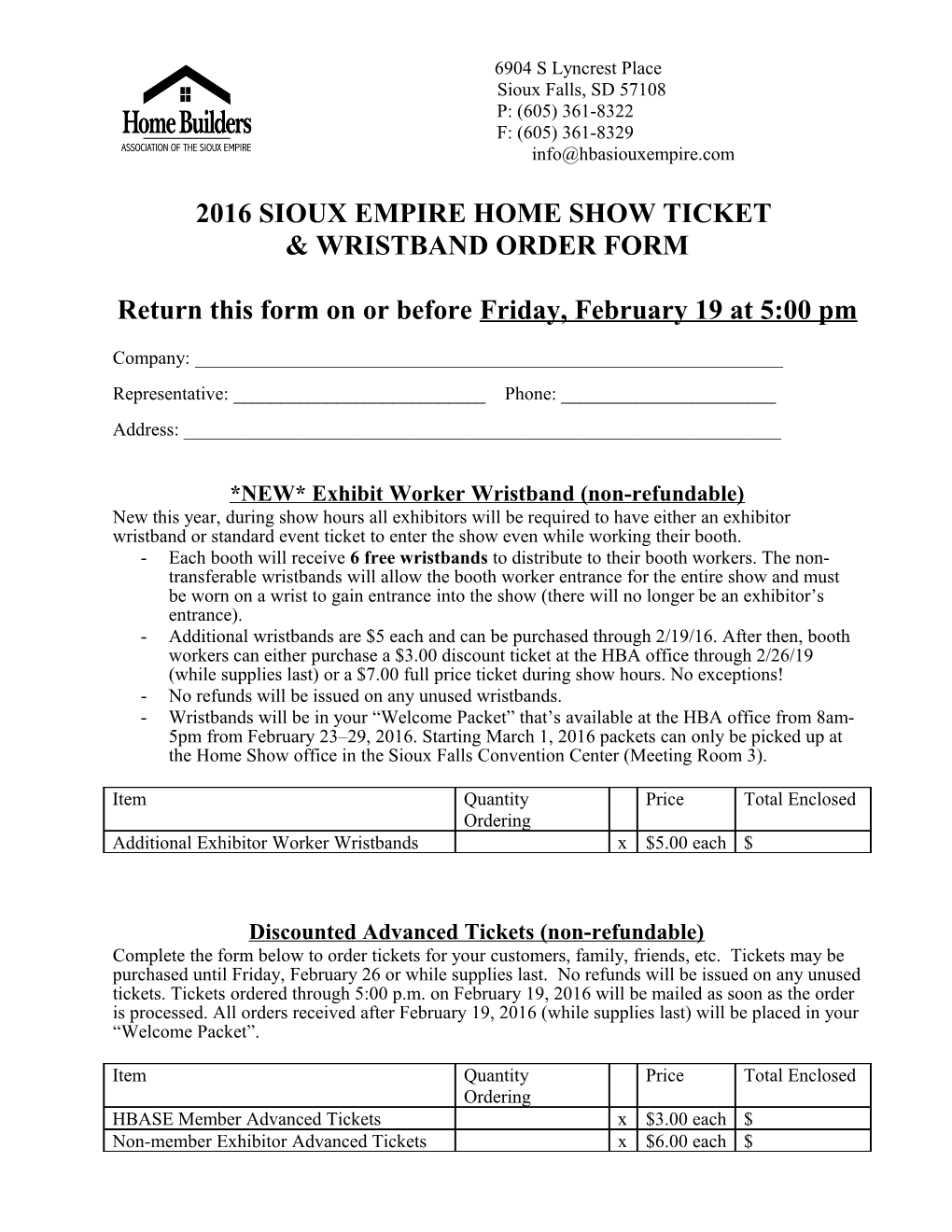 2016 Sioux Empire Home Show Ticket