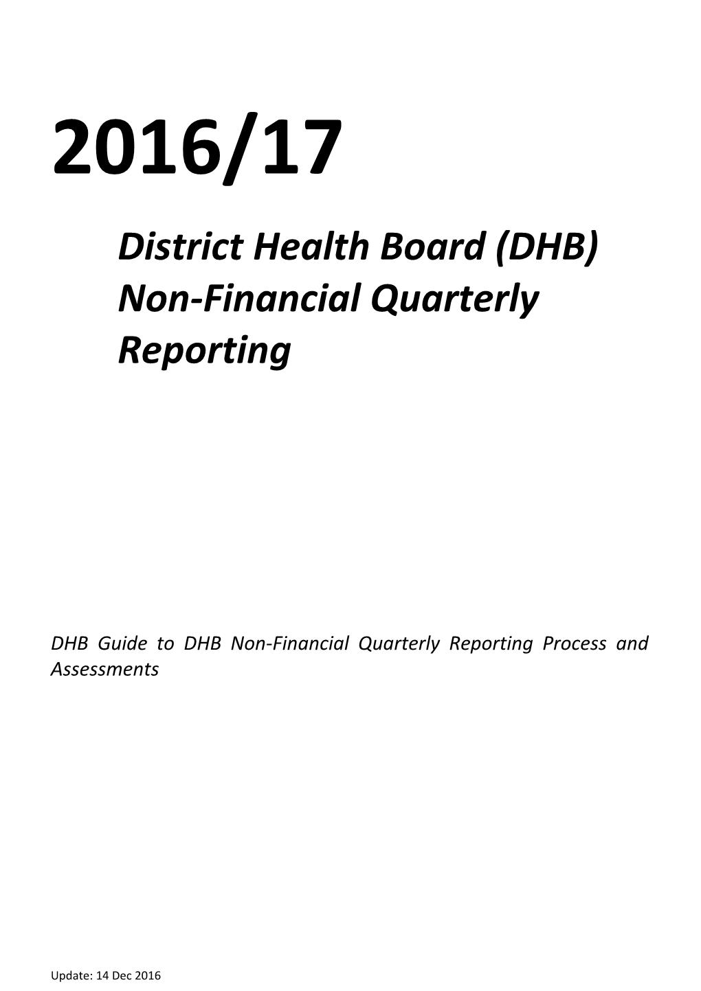 DHB Non-Financial Quarterly Reporting for 2010/11