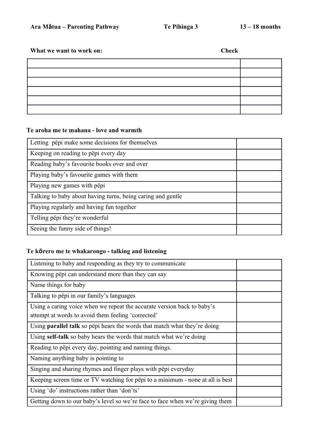 Ara Mātua Parenting Pathway Te Pihinga 3 13 18 Months