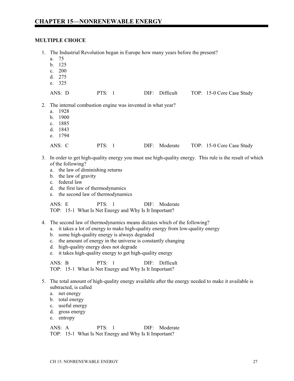 Chapter 15 Nonrenewable Energy