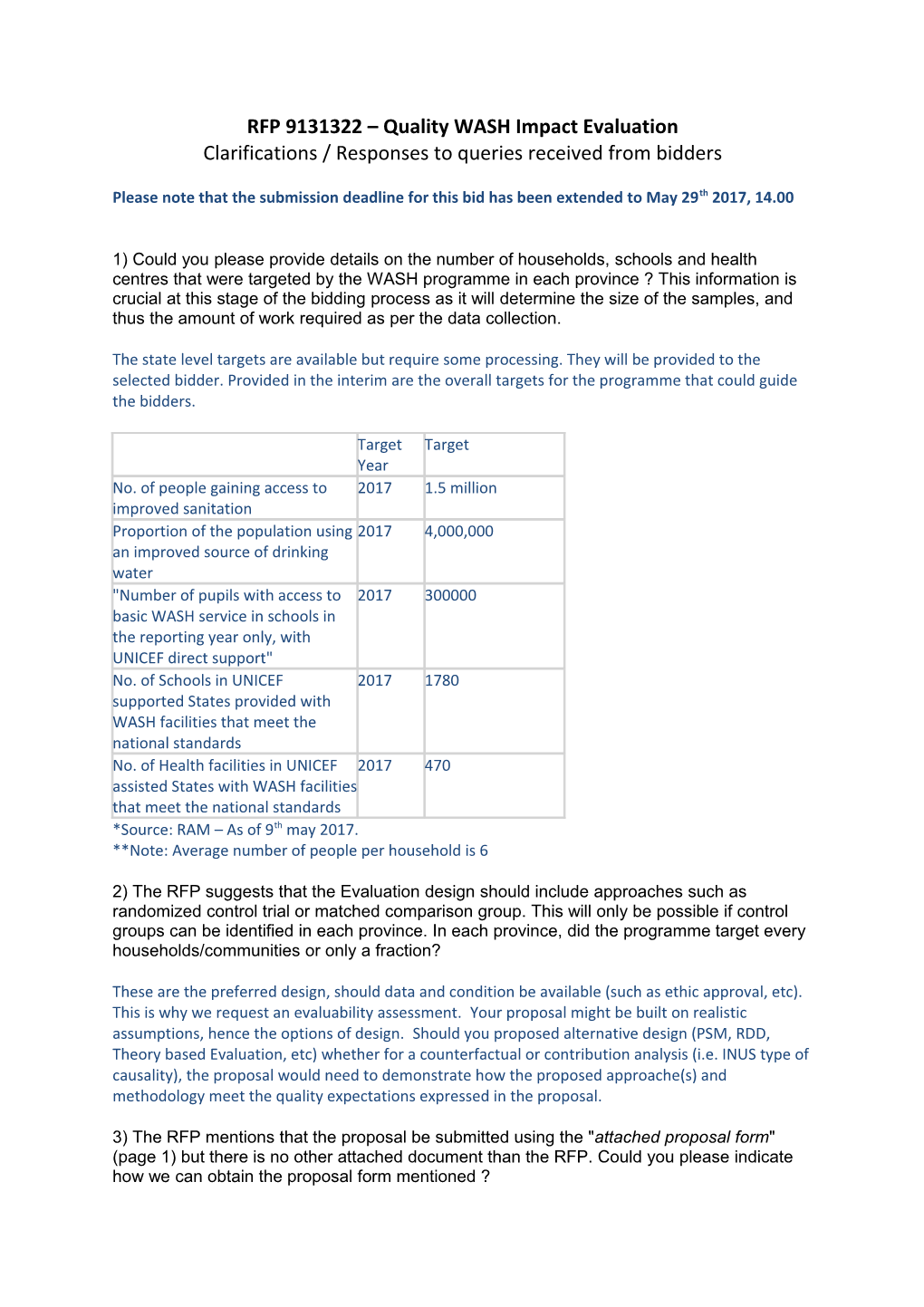 RFP 9131322 Quality WASH Impact Evaluation