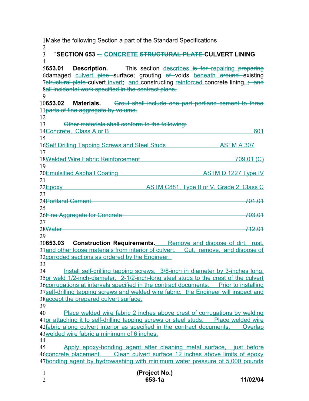 Make the Following Section a Part of the Standard Specifications