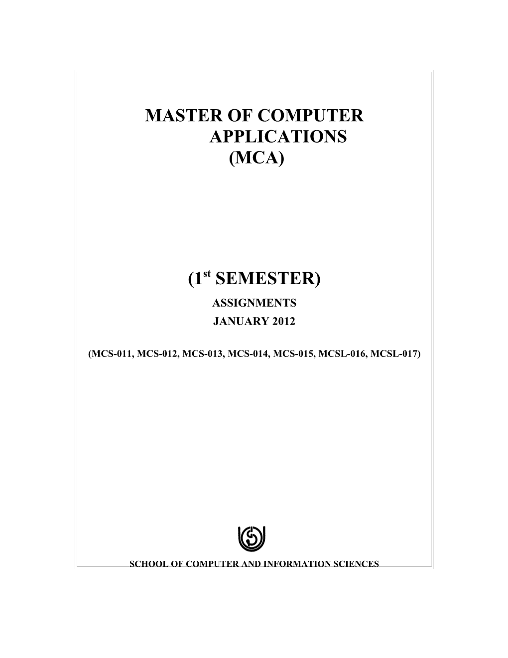 Master in Computer Applications s1