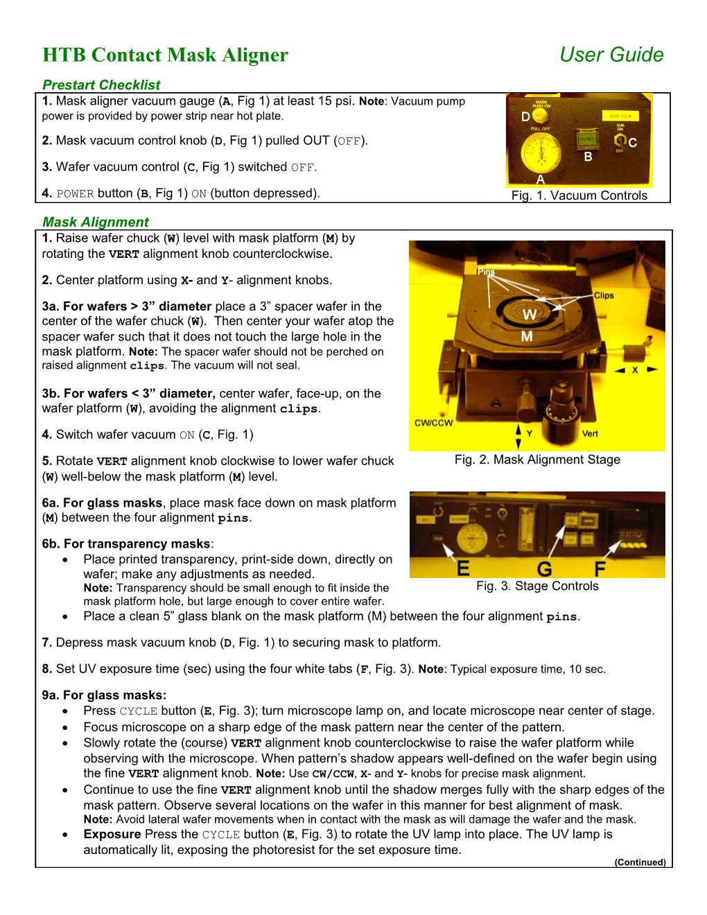 User Manual HTB Contact Mask Aligner