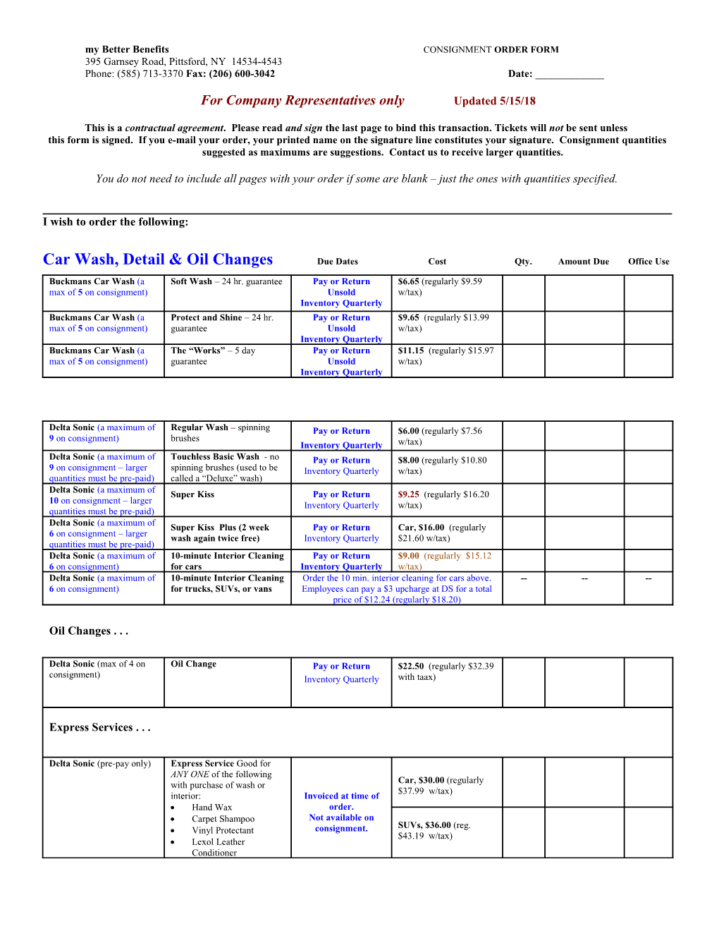 Rares Consignment Order Contract