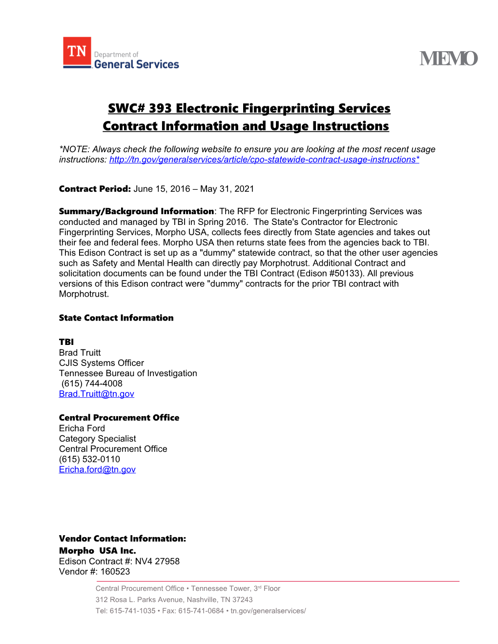 SWC# 393Electronic Fingerprinting Services