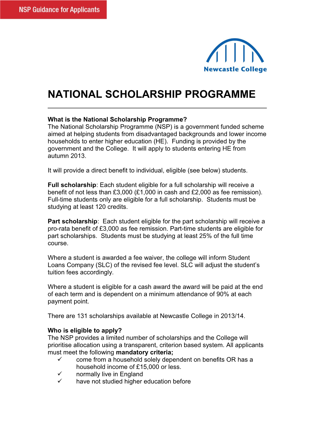 What Is the National Scholarship Programme?