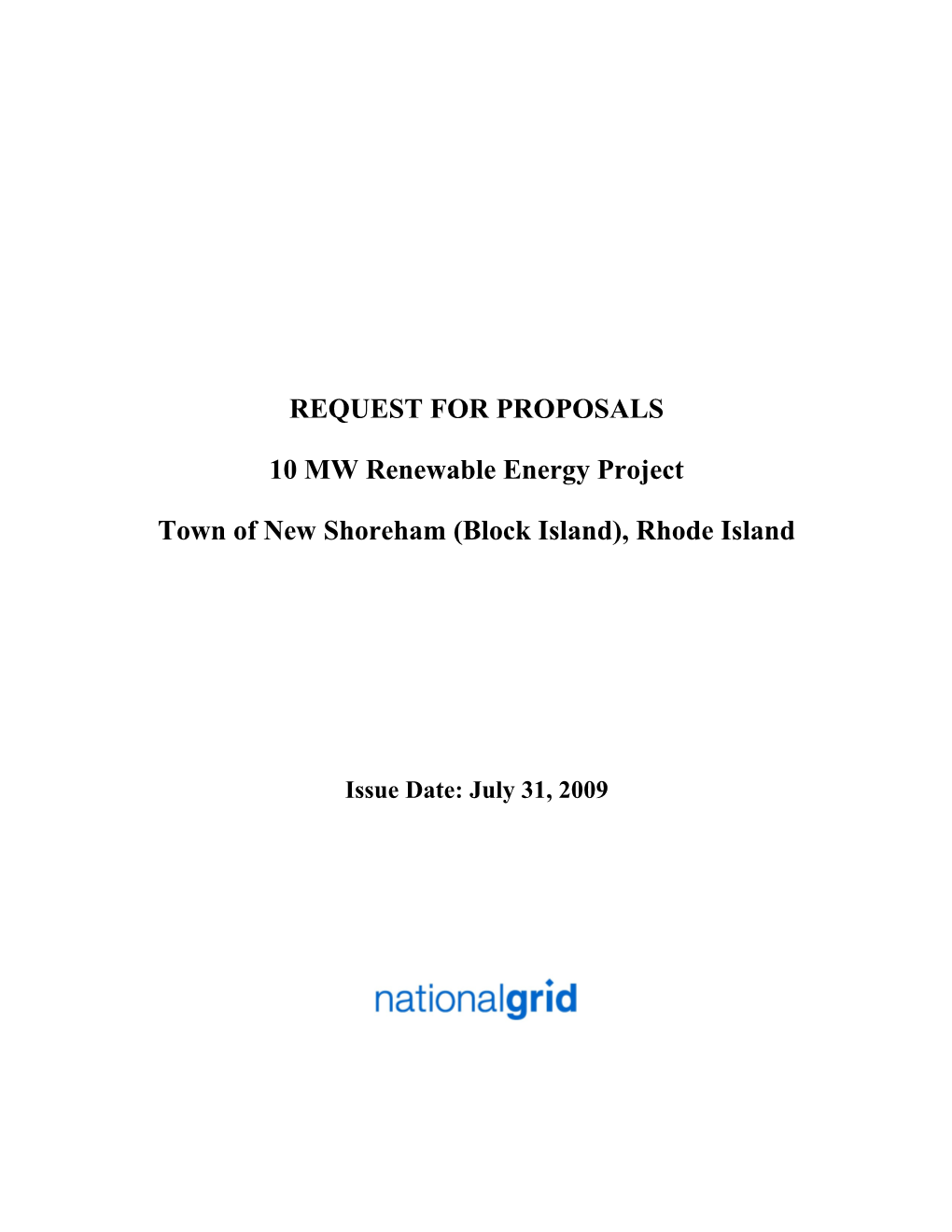 2009 Renewable Energy Procurement Plan