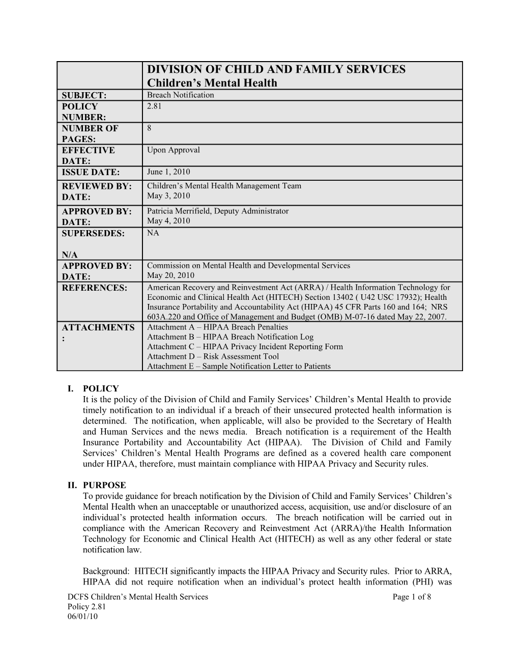 Caliente Youth Center Policy Manual: Policy 12-11 s1