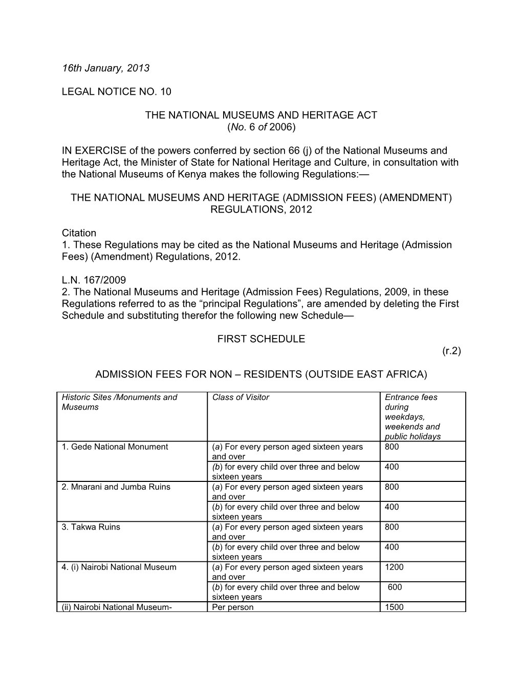 The National Museums and Heritage Act