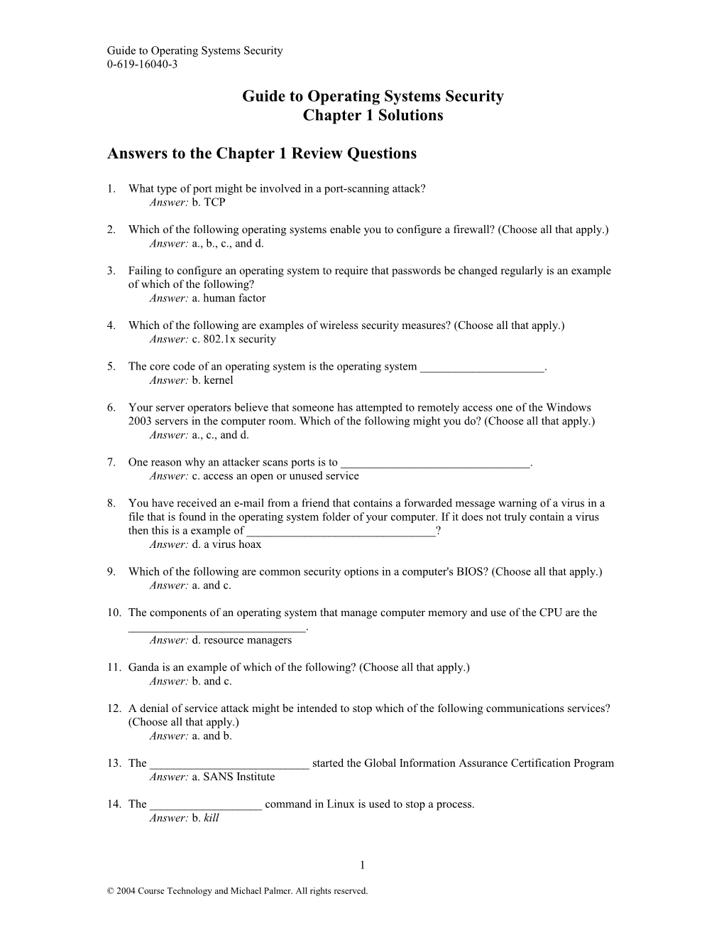 Guide to Operating Systems Security