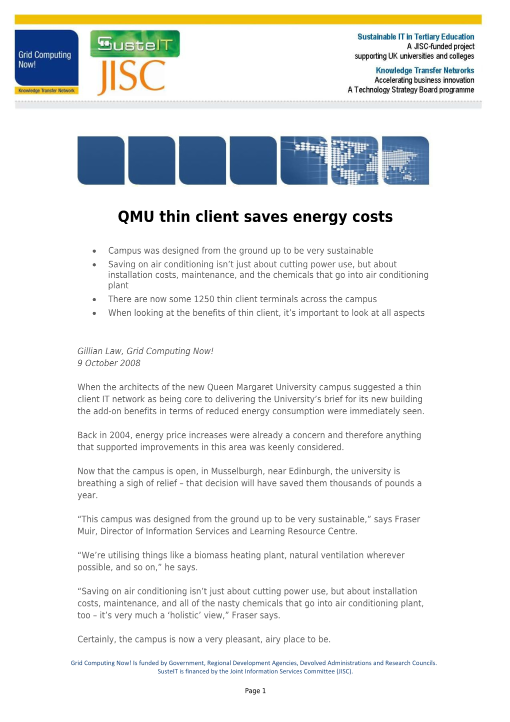 QMU Thin Client Saves Energy Costs