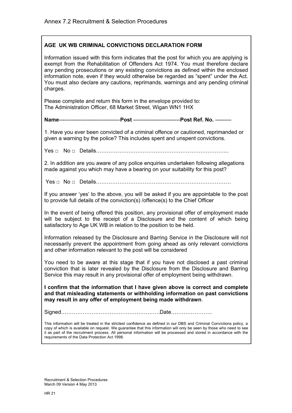 Annex 7.2 Recruitment & Selection Procedures