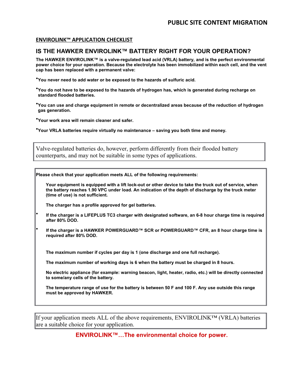 Envirolink Application Checklist