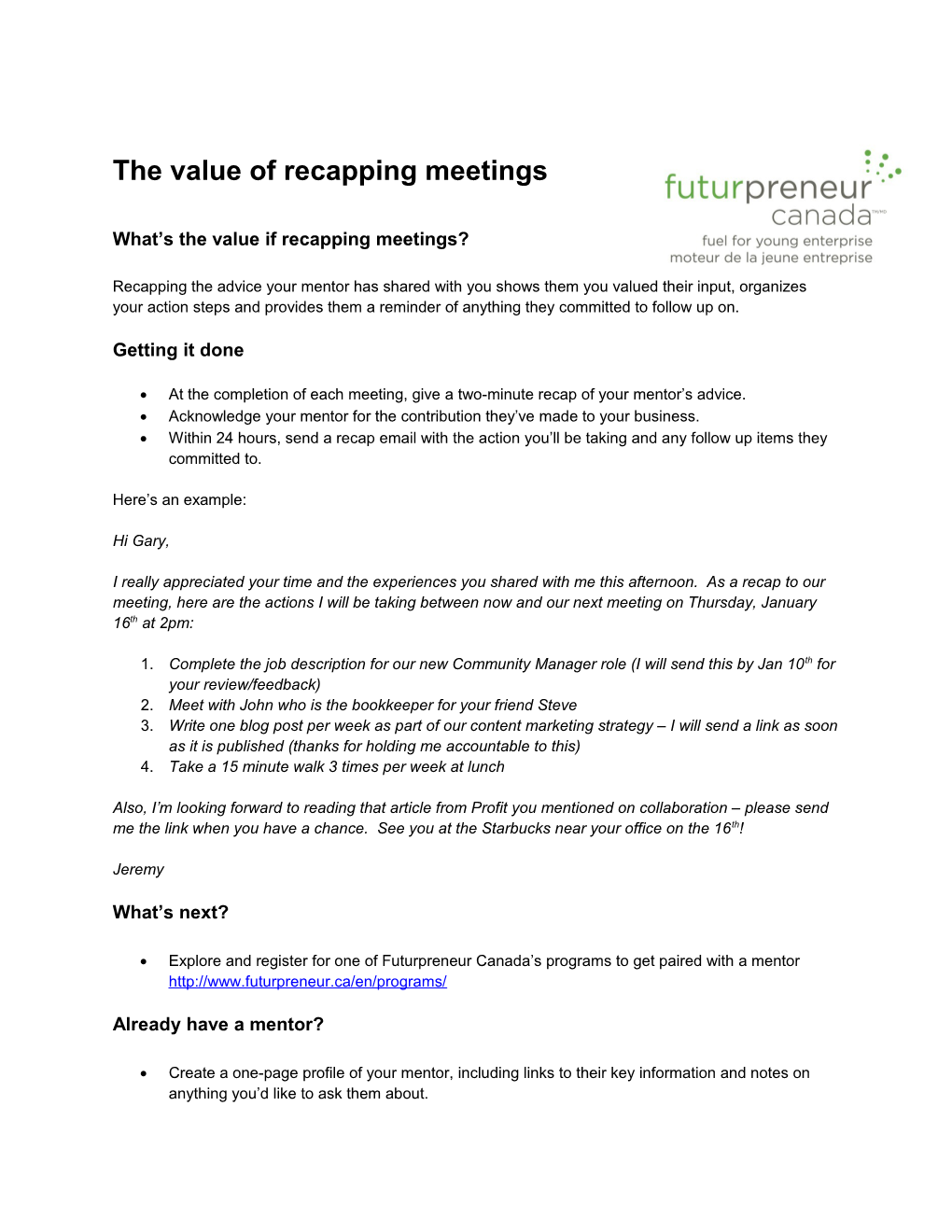 The Value of Recapping Meetings