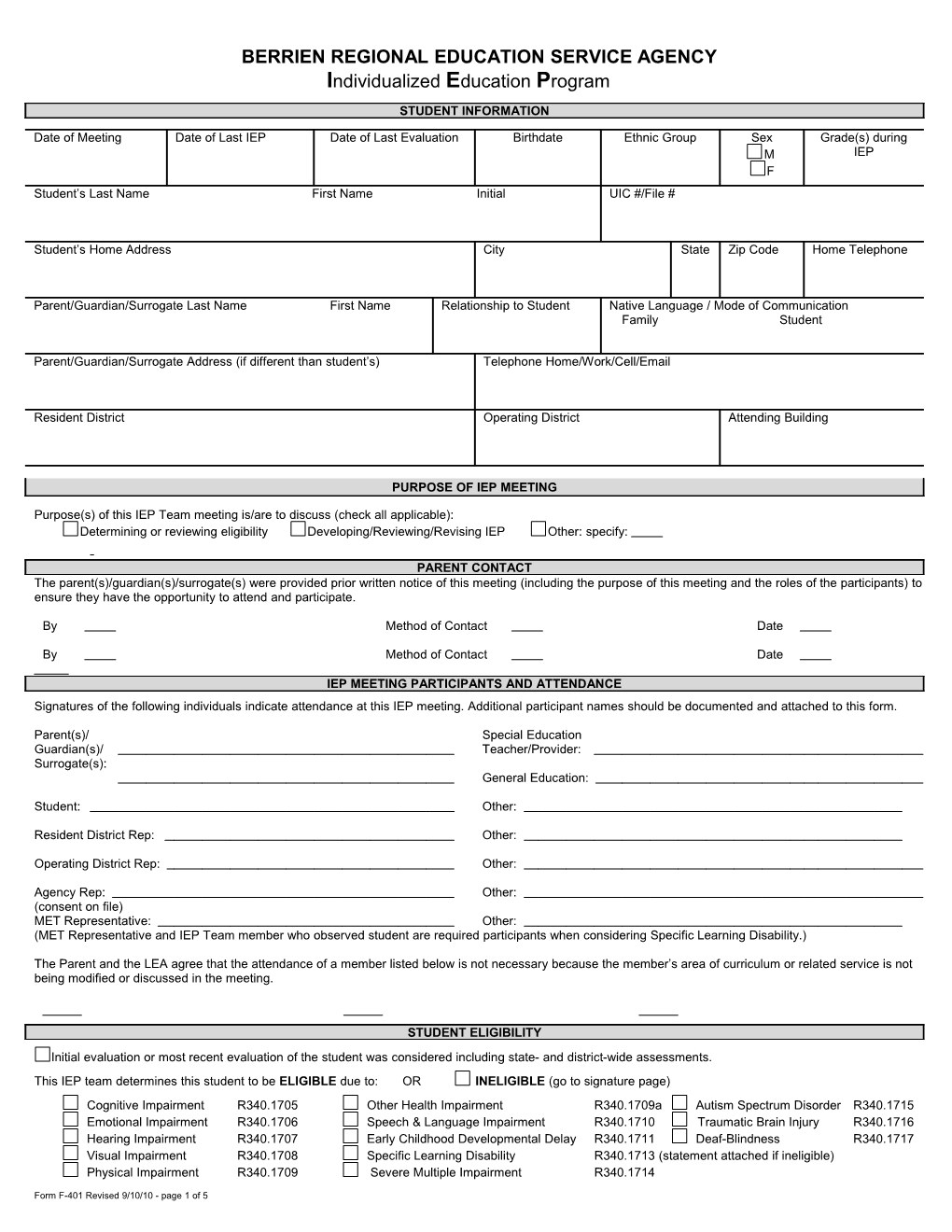 Student Name ID# IEPC Date Page 4