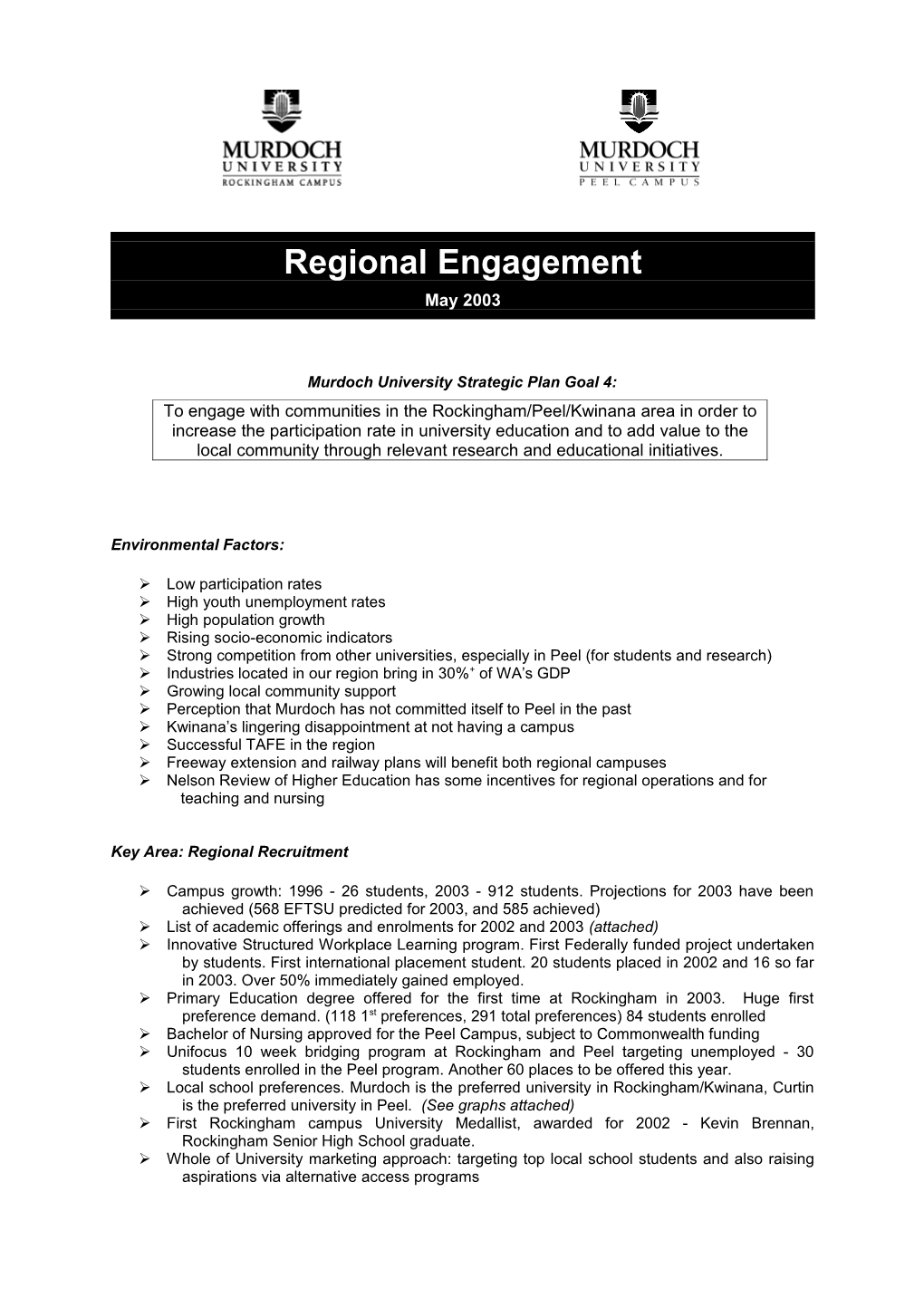 Murdoch University Strategic Plan Goal 4