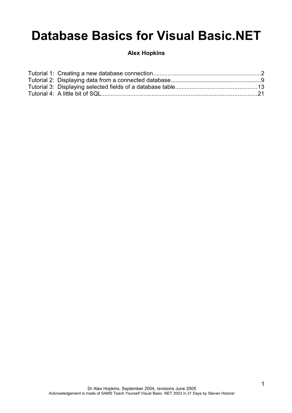 Database Basics in Visual Basic