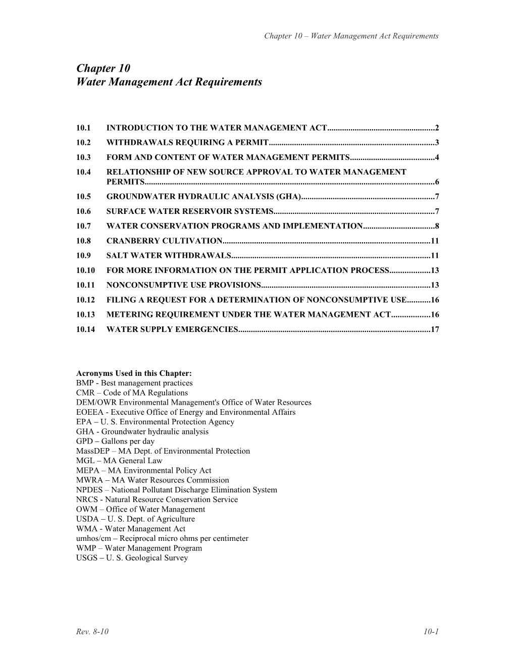 Chapter 10 Water Management Act Requirements