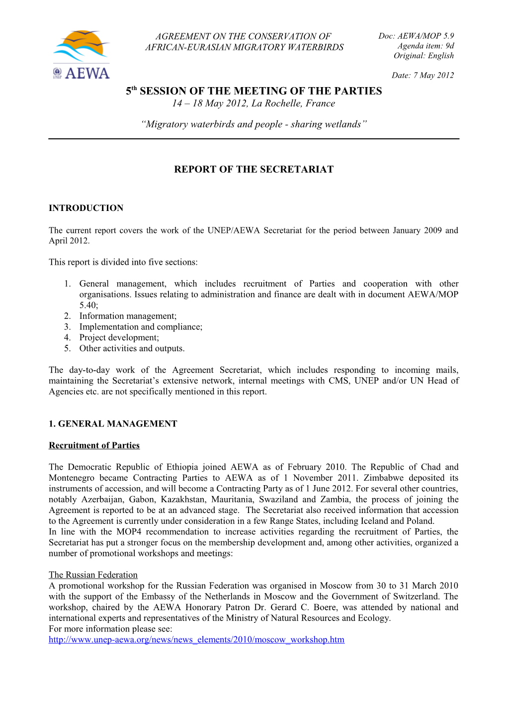 Report of the Secretariat