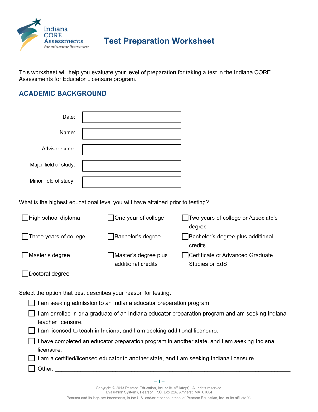 This Worksheet Will Help You Evaluate Your Level of Preparation for Taking a PECT Assessment s1