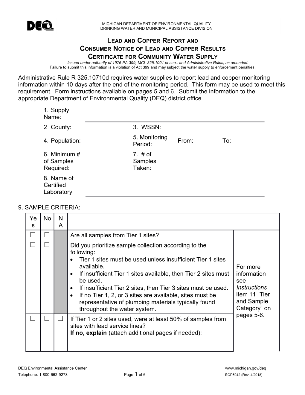 Lead and Copper Report and Notice