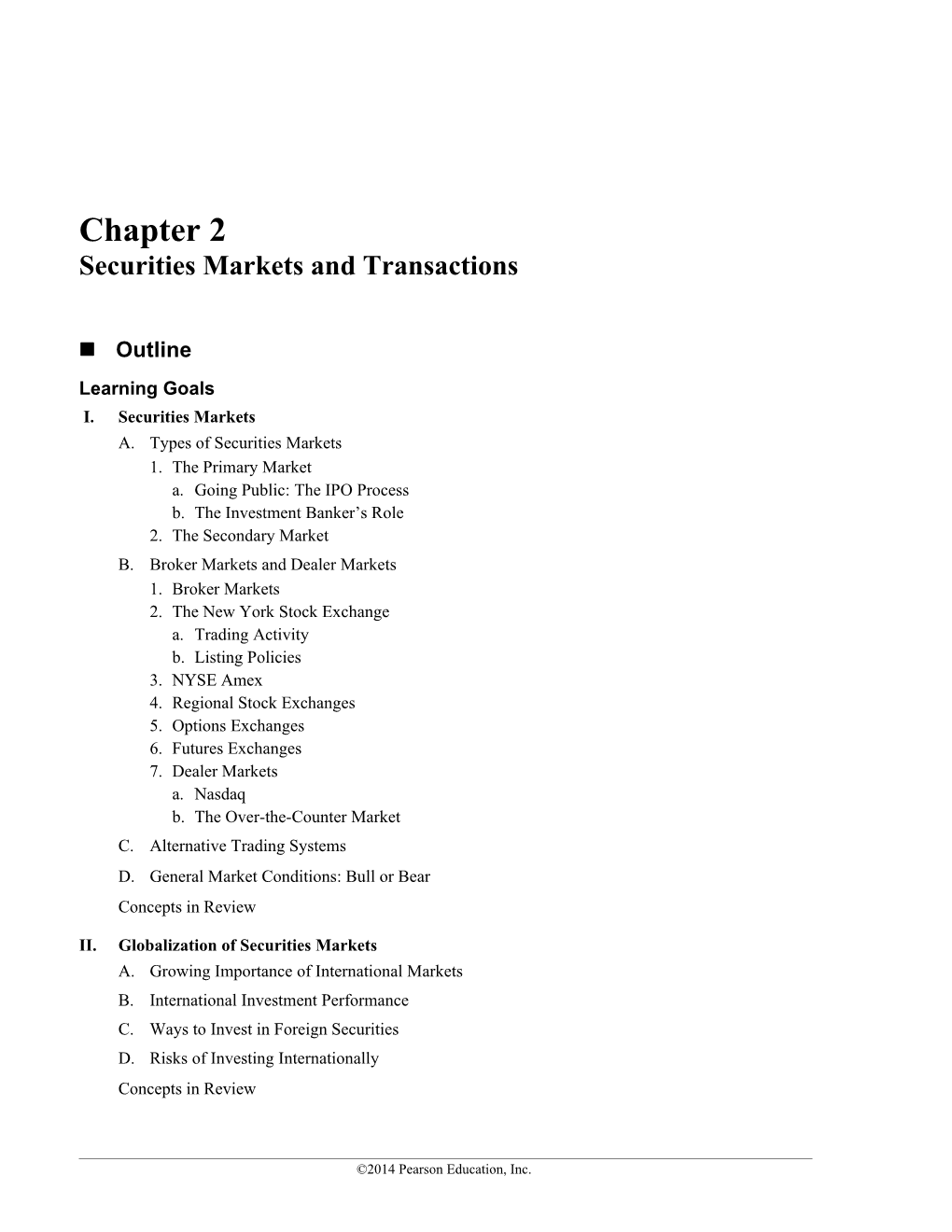 Chapter 2 Securities Markets and Transactions