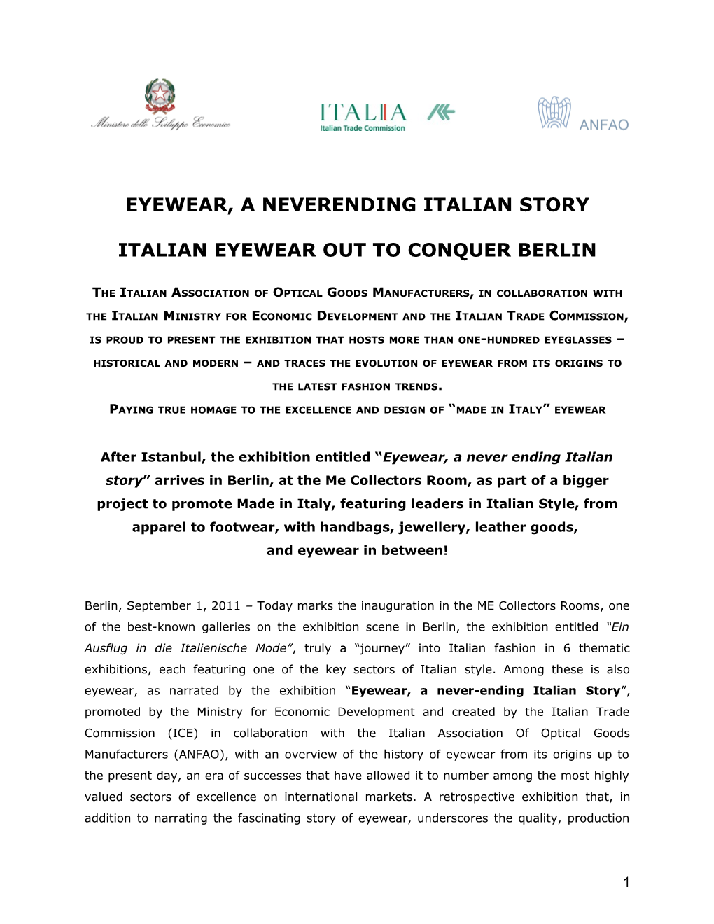 Eyewear, a Neverending Italian Story
