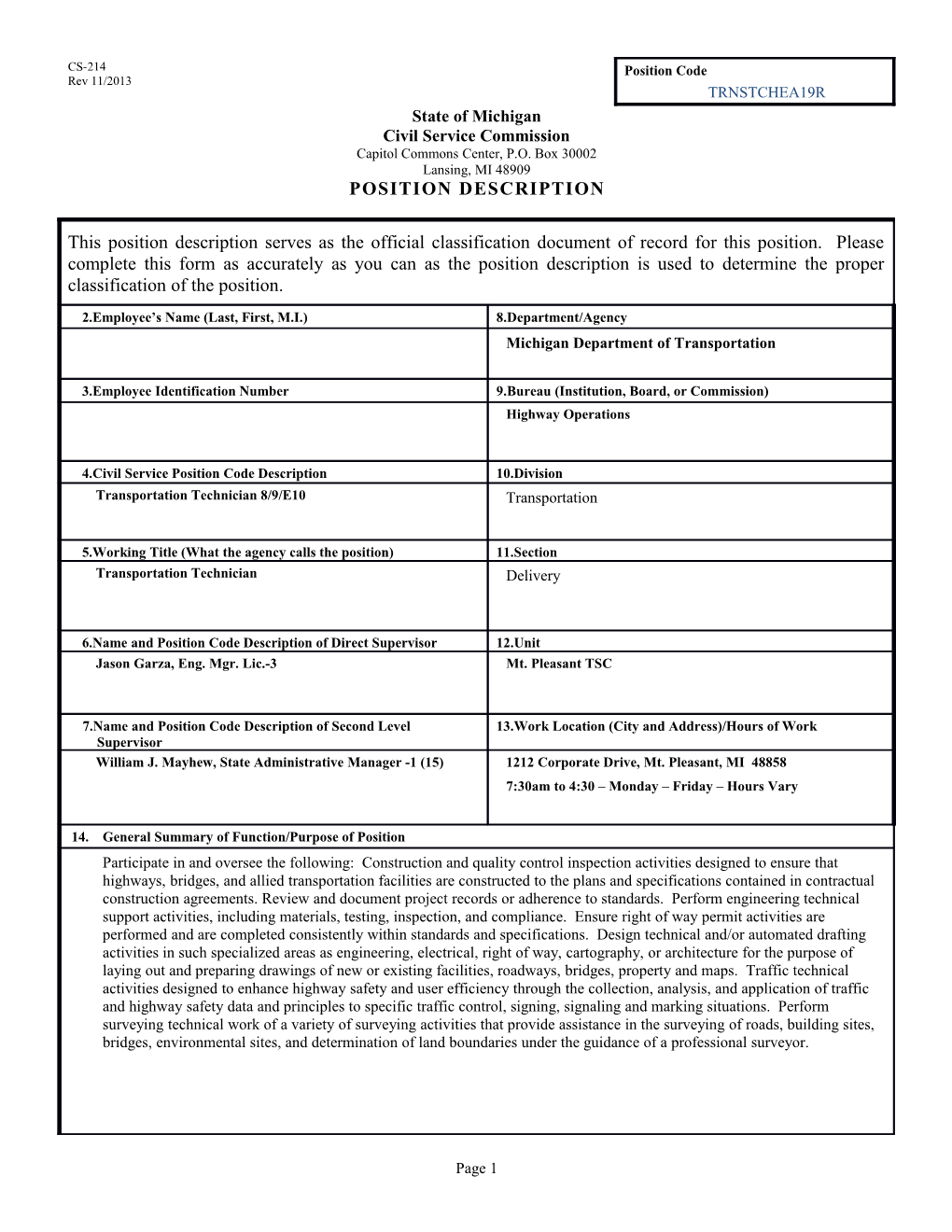 CS-214 Position Description Form s19