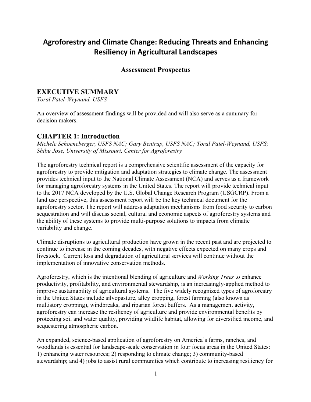 Agroforestry and Climate Change: Reducing Threats and Enhancing Resiliency in Agricultural