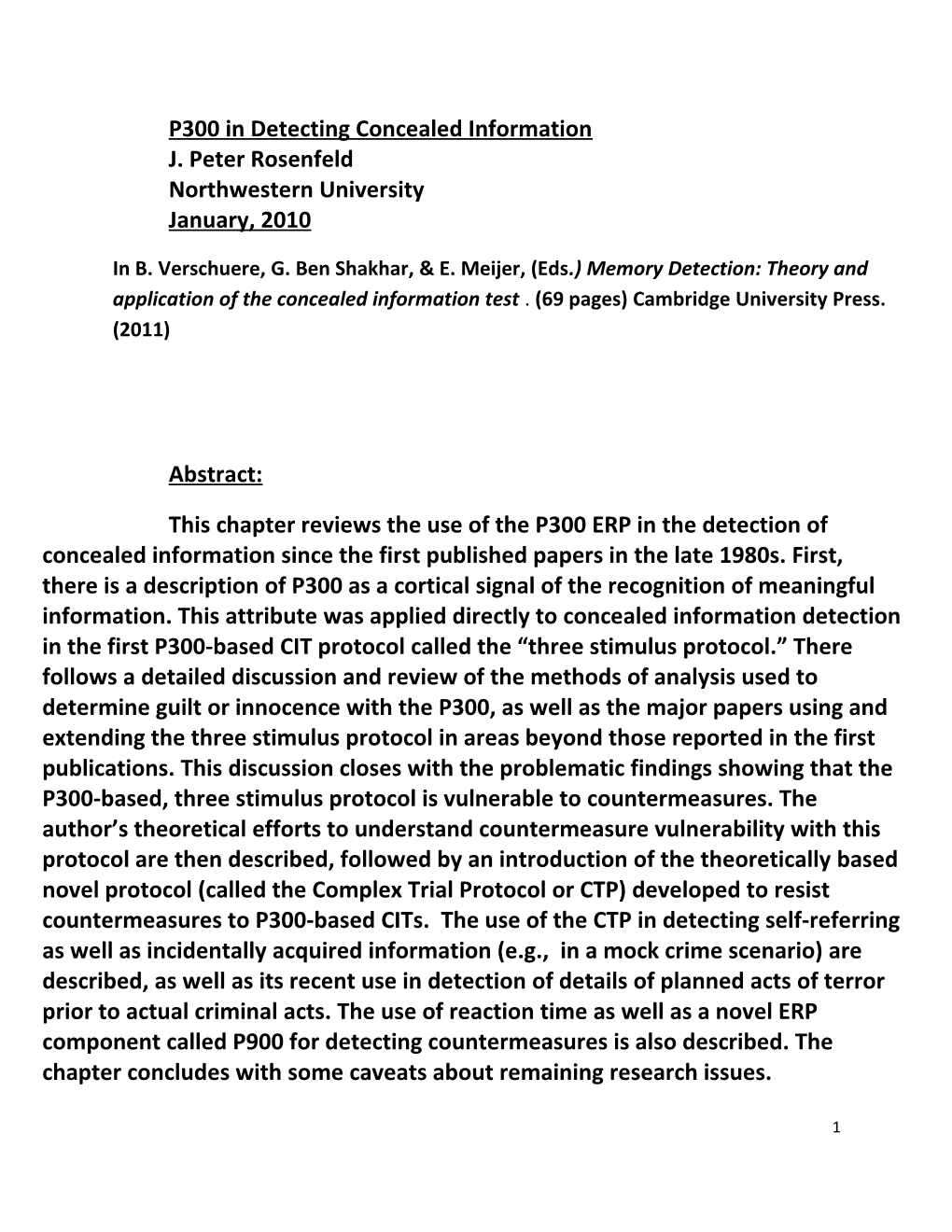 P300 in Detecting Concealed Information