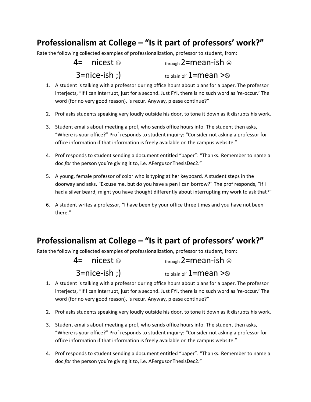 Professionalism at College Is It Part of Professors Work?