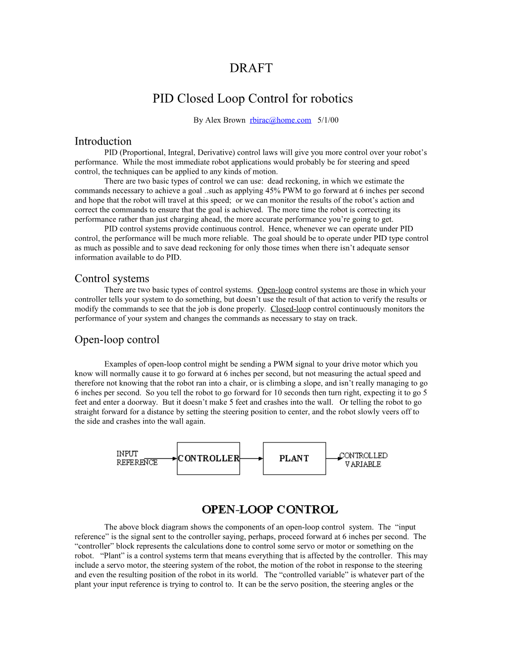 PID Closed Loop Control for Robotics