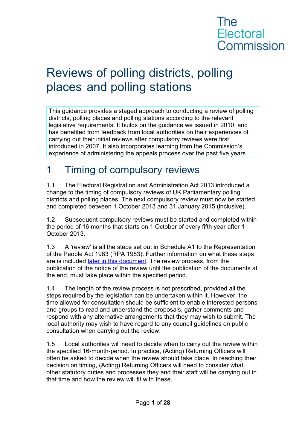 Polling District Review Guidance
