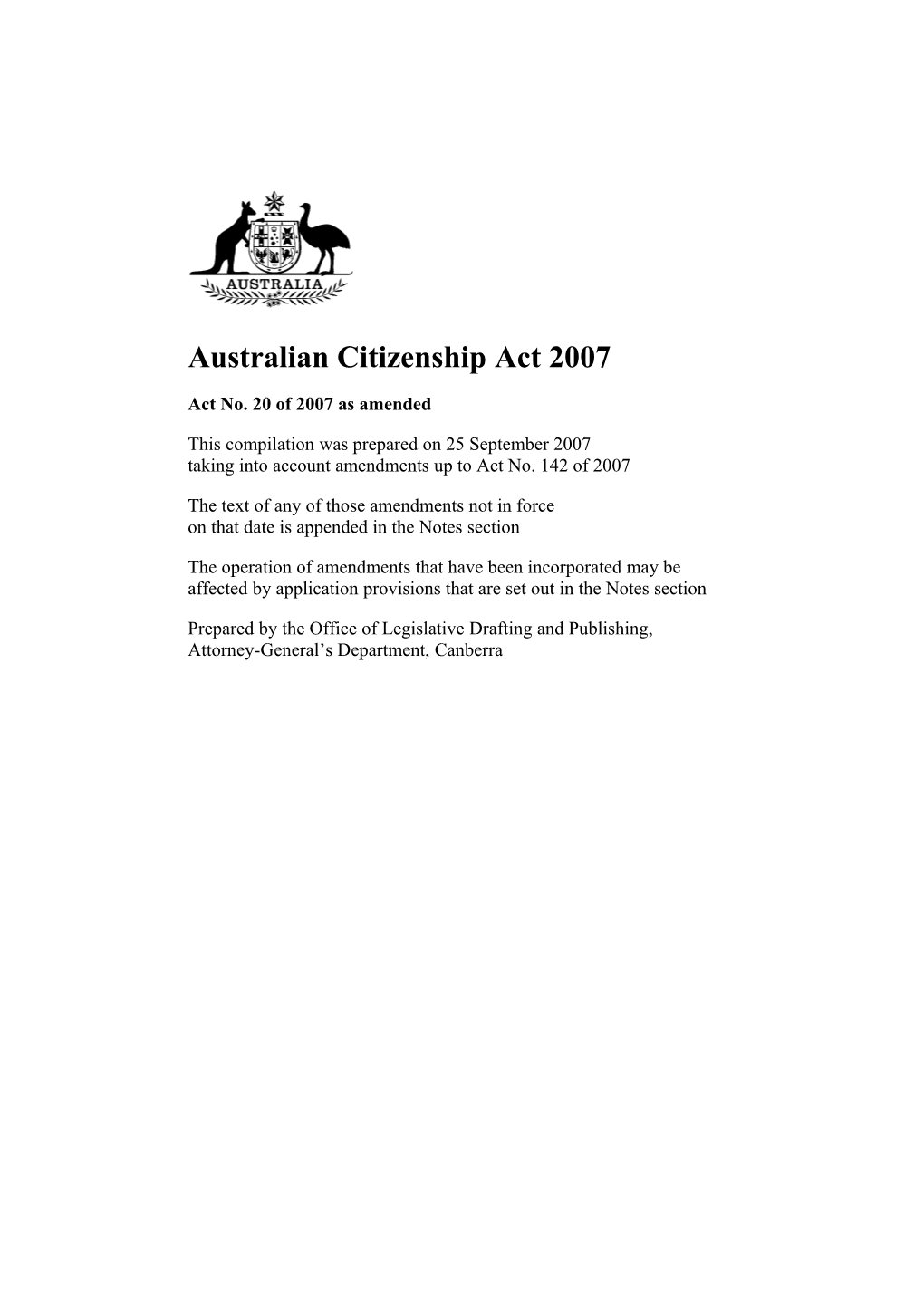 Australian Citizenship Act 2007