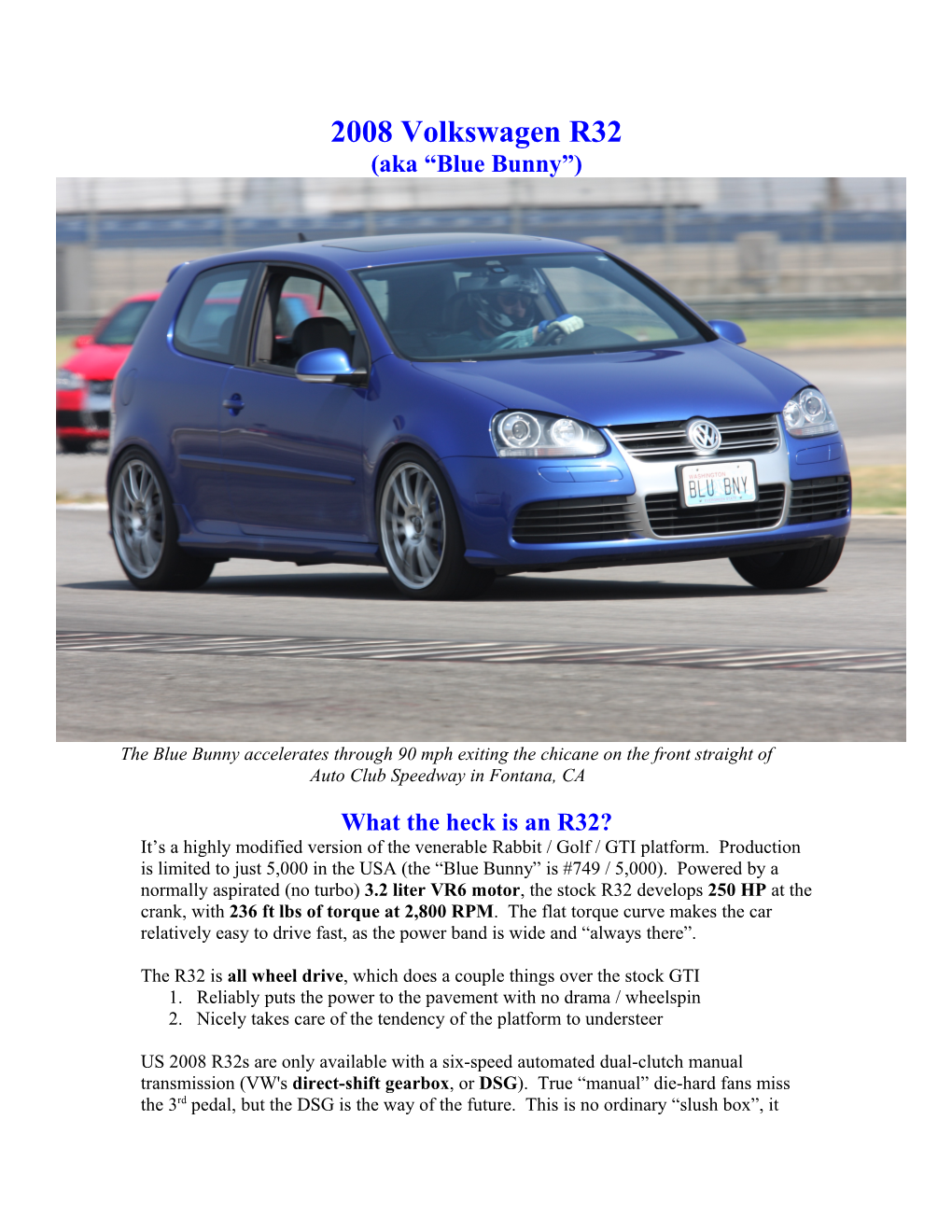 2008 Volkswagen R32 (Aka Blue Bunny )