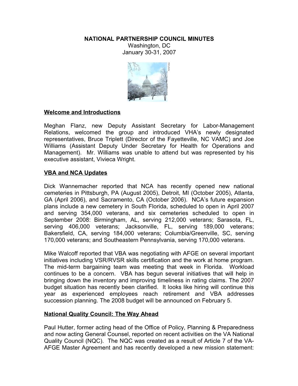 National Partnership Council Minutes