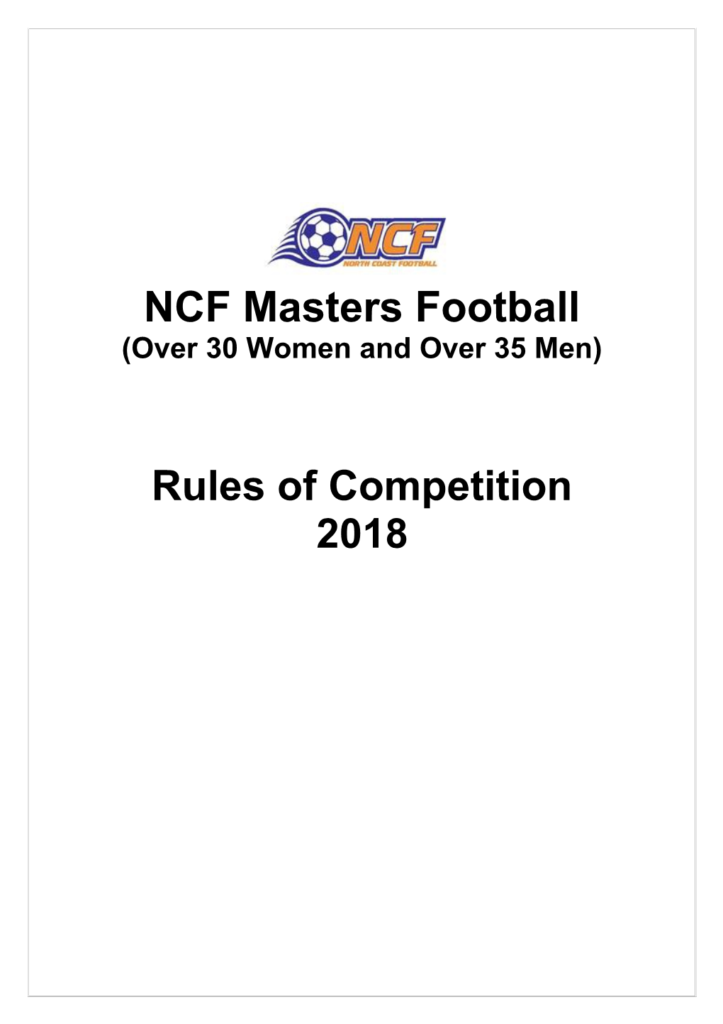 NCF Masters Football (Over 30 Women and Over 35 Men)