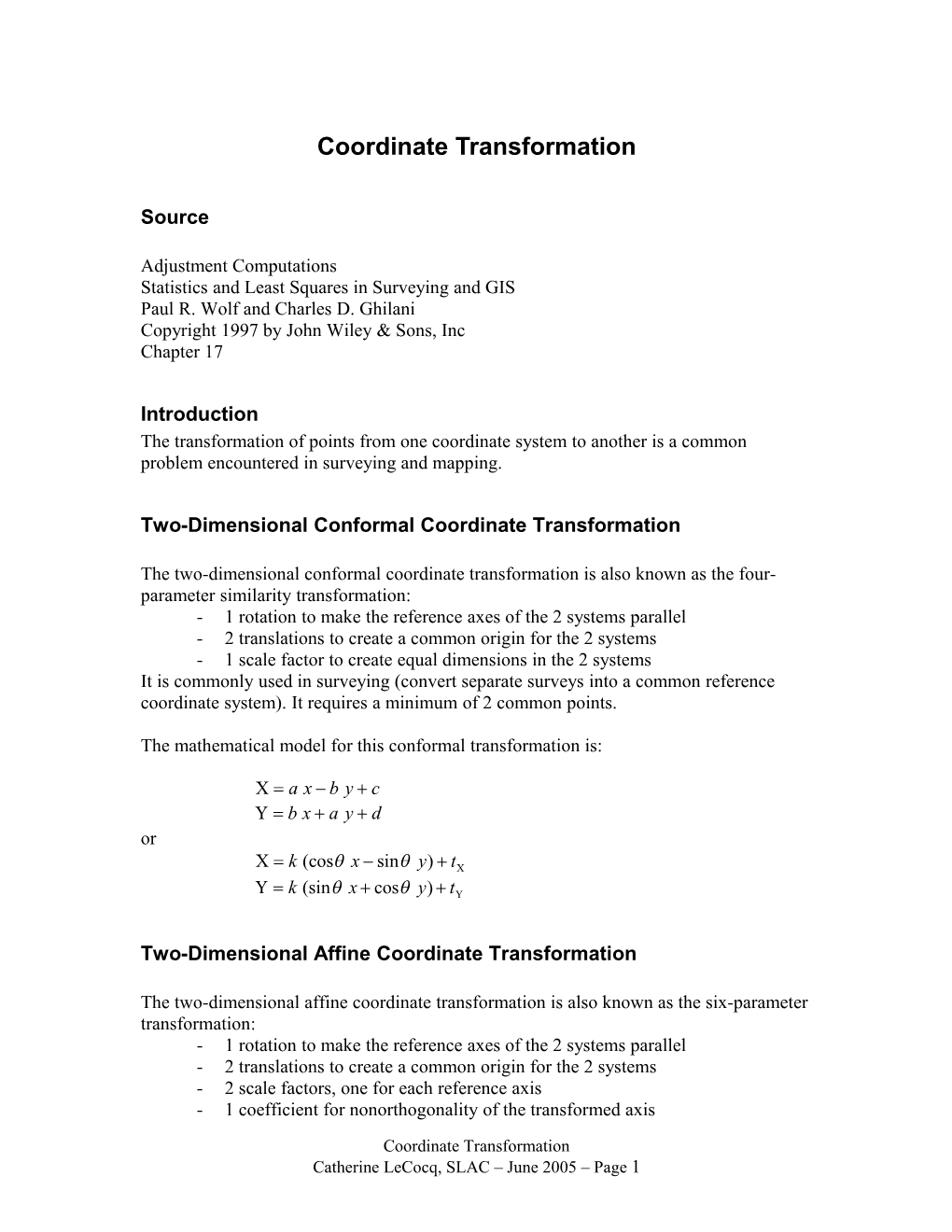 Coordinate Transformation