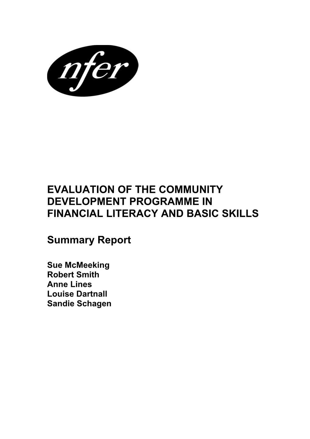 Evaluation of the Community Development Programme in Financial Literacy and Basic Skills